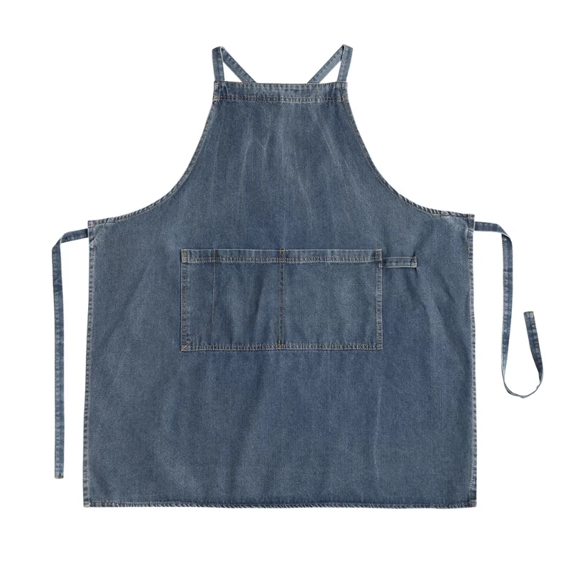 Denim Apron Cotton Korean Canvas Antifouling Home Cleaning Kitchen Cooking Work Clothes Barber Apron Leisure Gardening Baking