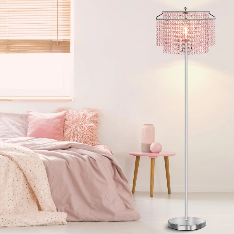 American Style Personalized Crystal Floor Lamp Living Room Study Bedside Children's Room Warm Color Simple Decorative Lighting