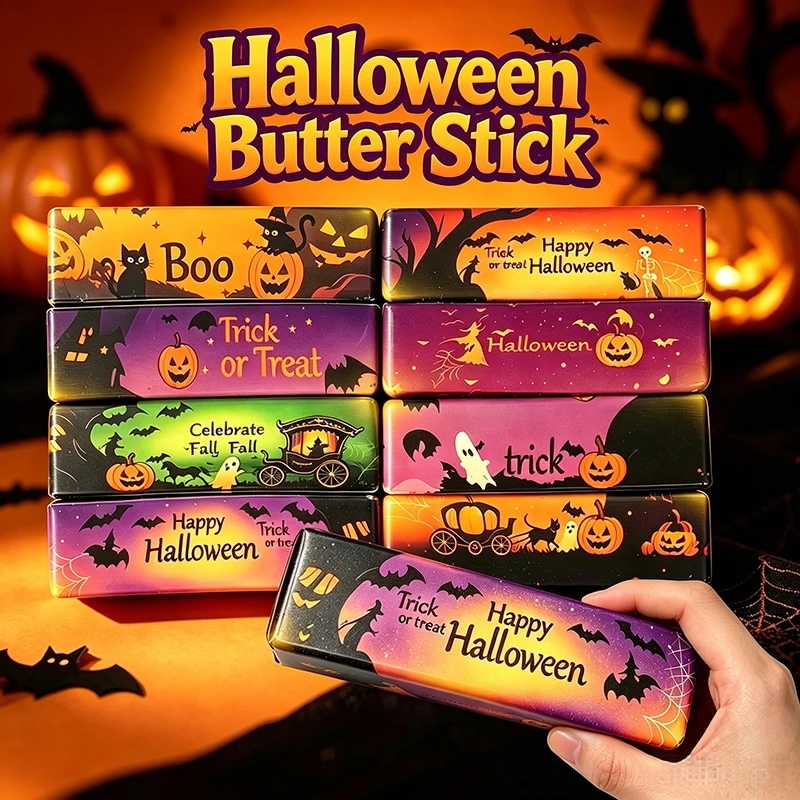 Halloween Themed Ghost Bat Pumpkin Pattern Butter Stick Fidget Squeeze Toy Anti Anxiety Soothing Stress Sensory ADHD Autism Gift
