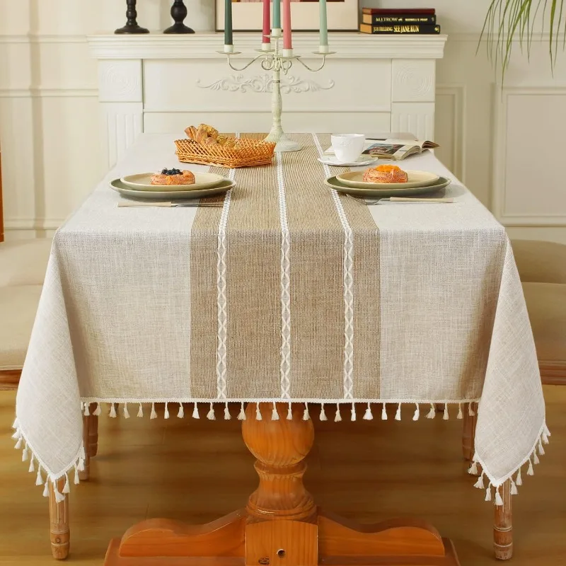 

Rustic Tablecloth Cotton Linen Waterproof Tablecloths Washable Table Cloths for Kitchen Dining,Party,Holiday,Christmas