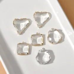 2PCS Gold Plated Charm Necklace Pendant Making Supplies Including Rhinestone Charms for Jewelry Making DIY Brass Accessories