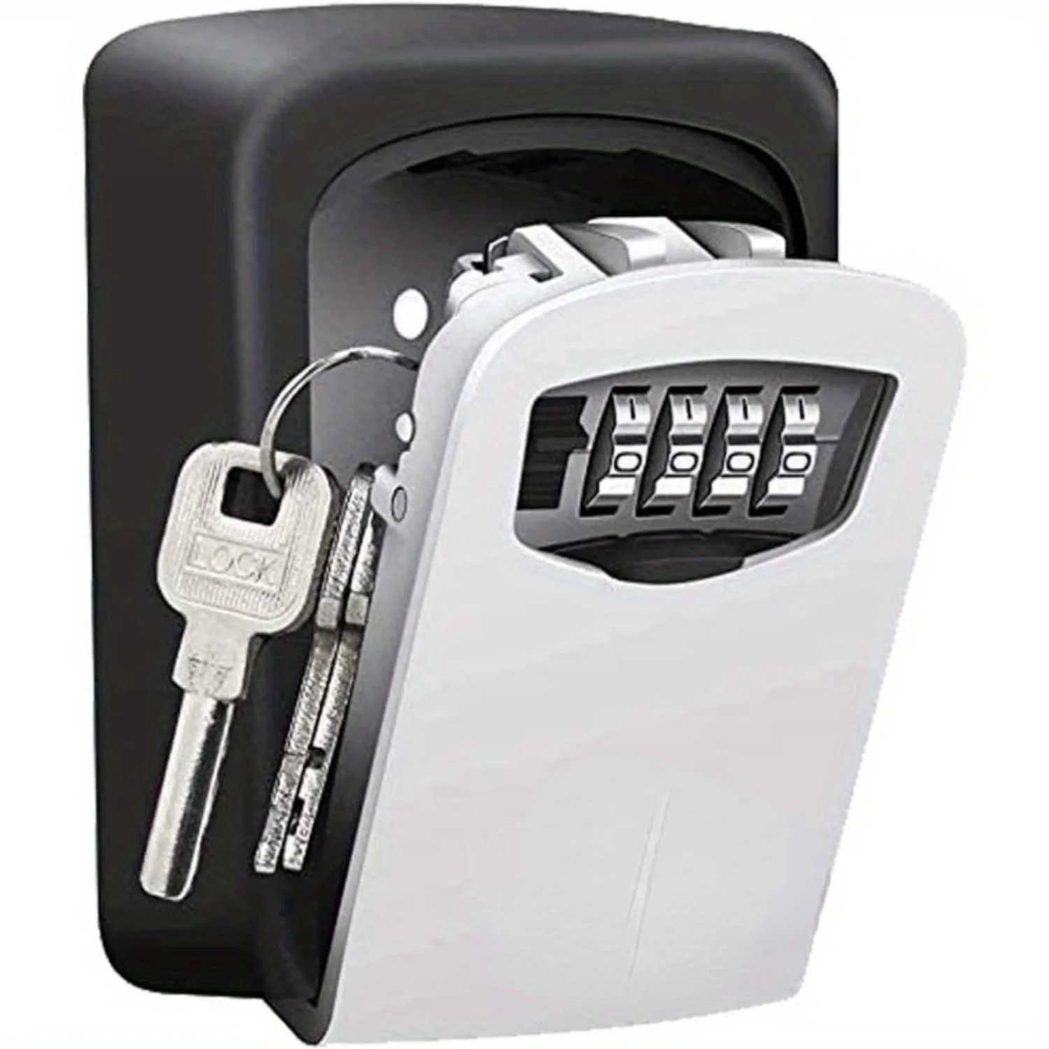 Wall Mounted Key Lock Box for Outside, 4 Digit Zinc Alloy Key Safe Box, Portable and Weather Resistant, Securely Hide Spare Keys