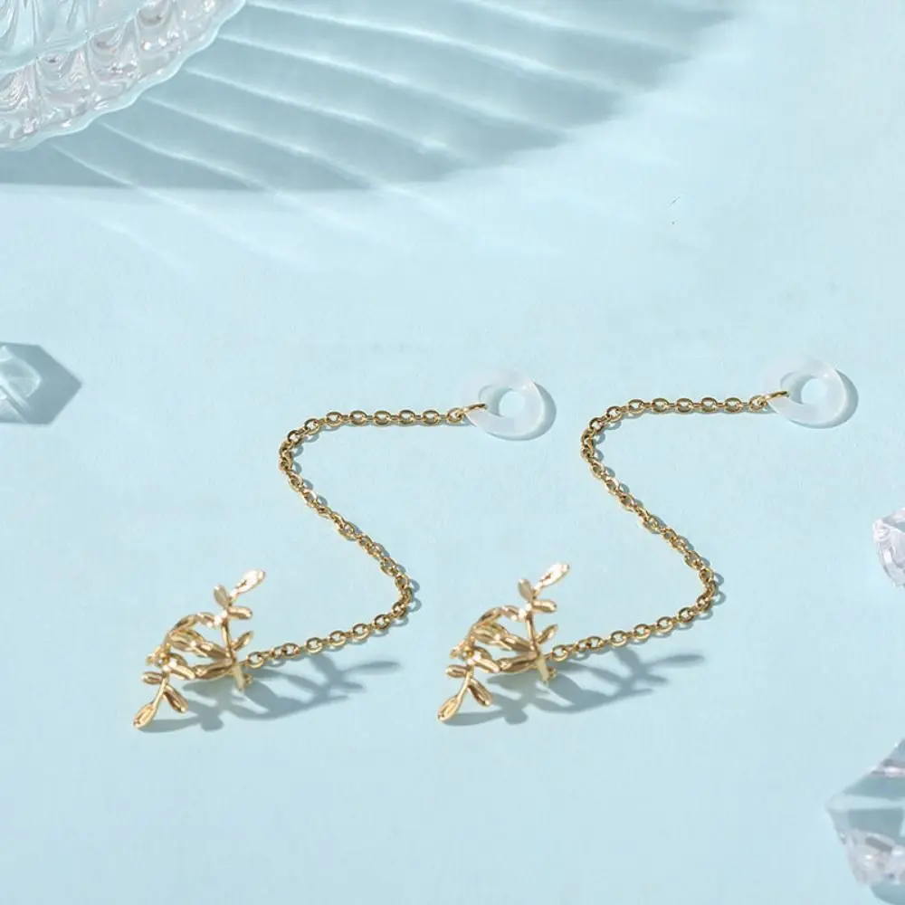 2pcs/pair Leaf Anti-Lost Earphone Clip Hollow Out Ear Decor Earphone Protection Chain Ear Clip Jewelry