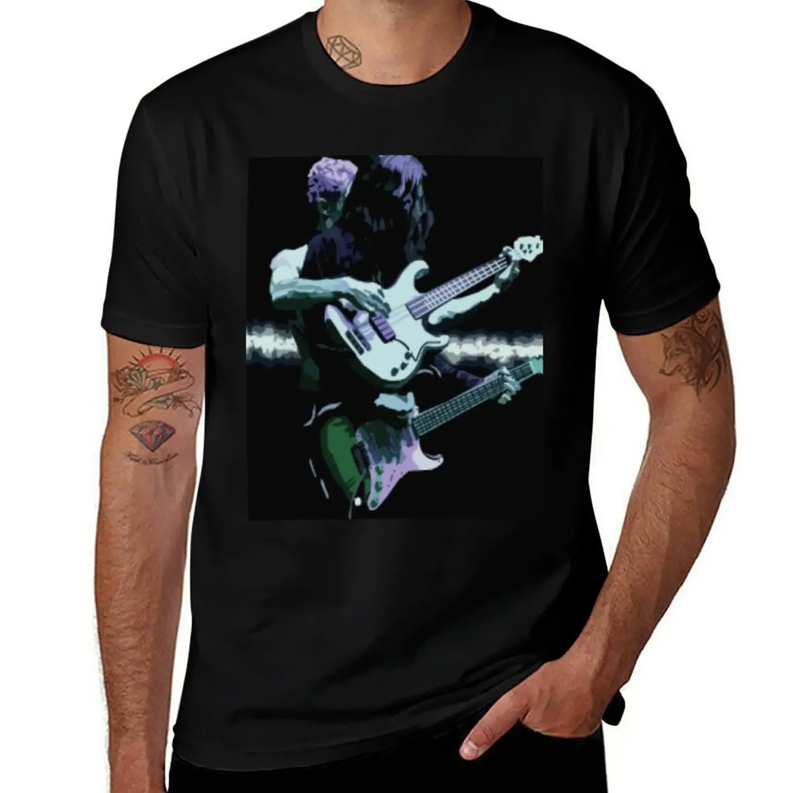 T-shirt imprimé John Frusciante aux puces pour homme, grandes tailles, à la mode, uni, arrondi, graphique