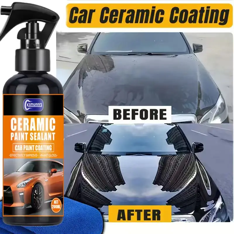 200ml Ceramic Paint Sealant, Car Ceramic Coating Spray, Water Repellent, Reduces Car Washing & Boosts Paint Gloss