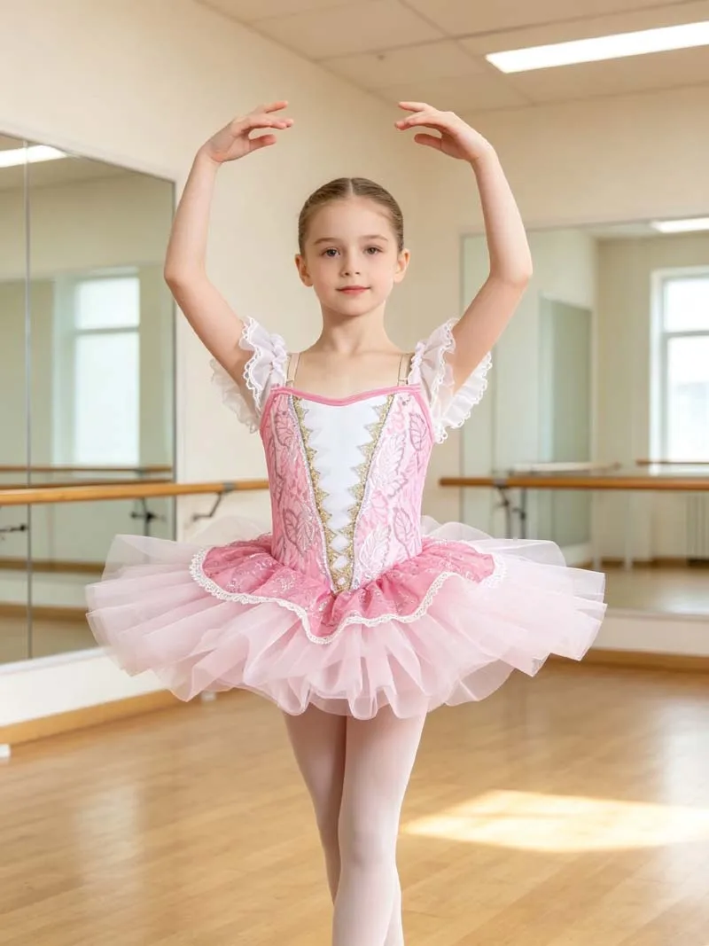 

Ballet Swan Dance Skirt Children Sweet Pink Luxury Ballet TuTu Dress Girls High Quality Standard Ballet Dance Skirt