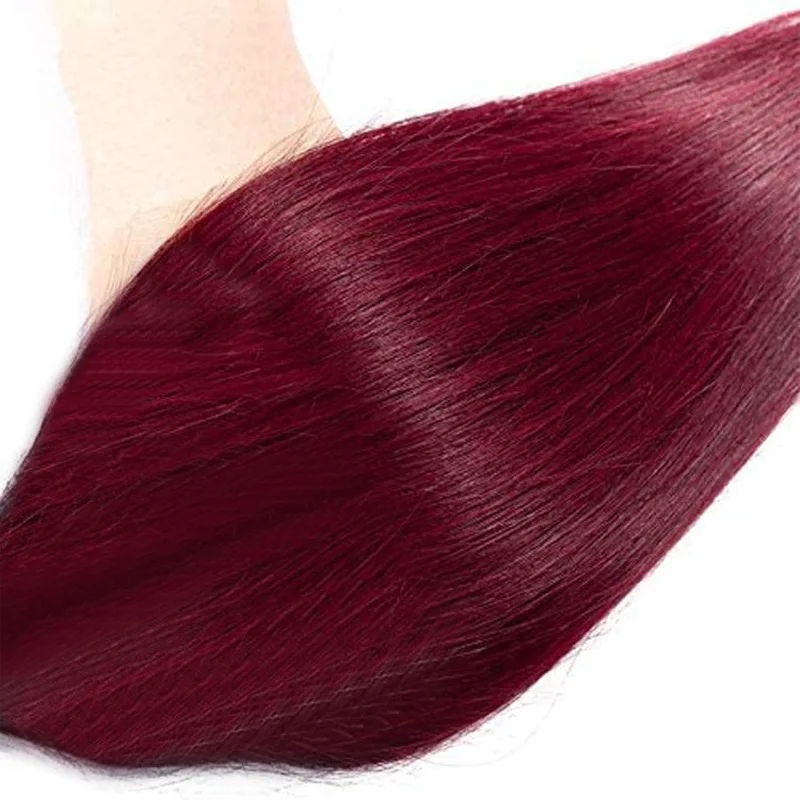 Burgundy Straight Human Hair Bundles 8-26 Inch 100g/Bundle Double Weft Weave Extensions Brazilian Color 99j 3 Bundles Human Hair