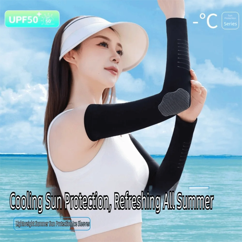 Ice Silk Sunscreen Sleeves Quick-drying Sweat-absorbent Cooling Sleeves Cover Breathable UV Protection Hand Protector Men&Women
