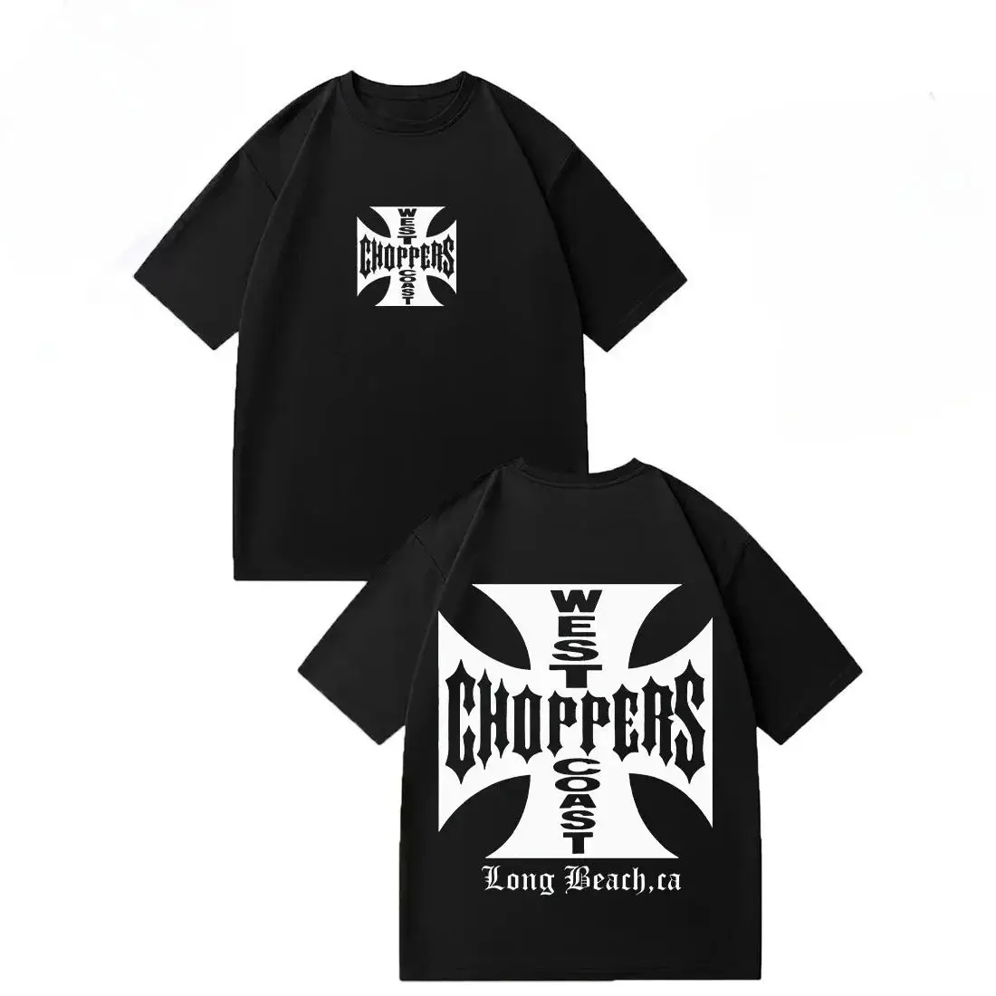 Hip Hop Streetwear Vintage Fashion Tees West Coast Choppers T-shirt Vintage Loose Tops Casual Print Short Sleeve Unisex