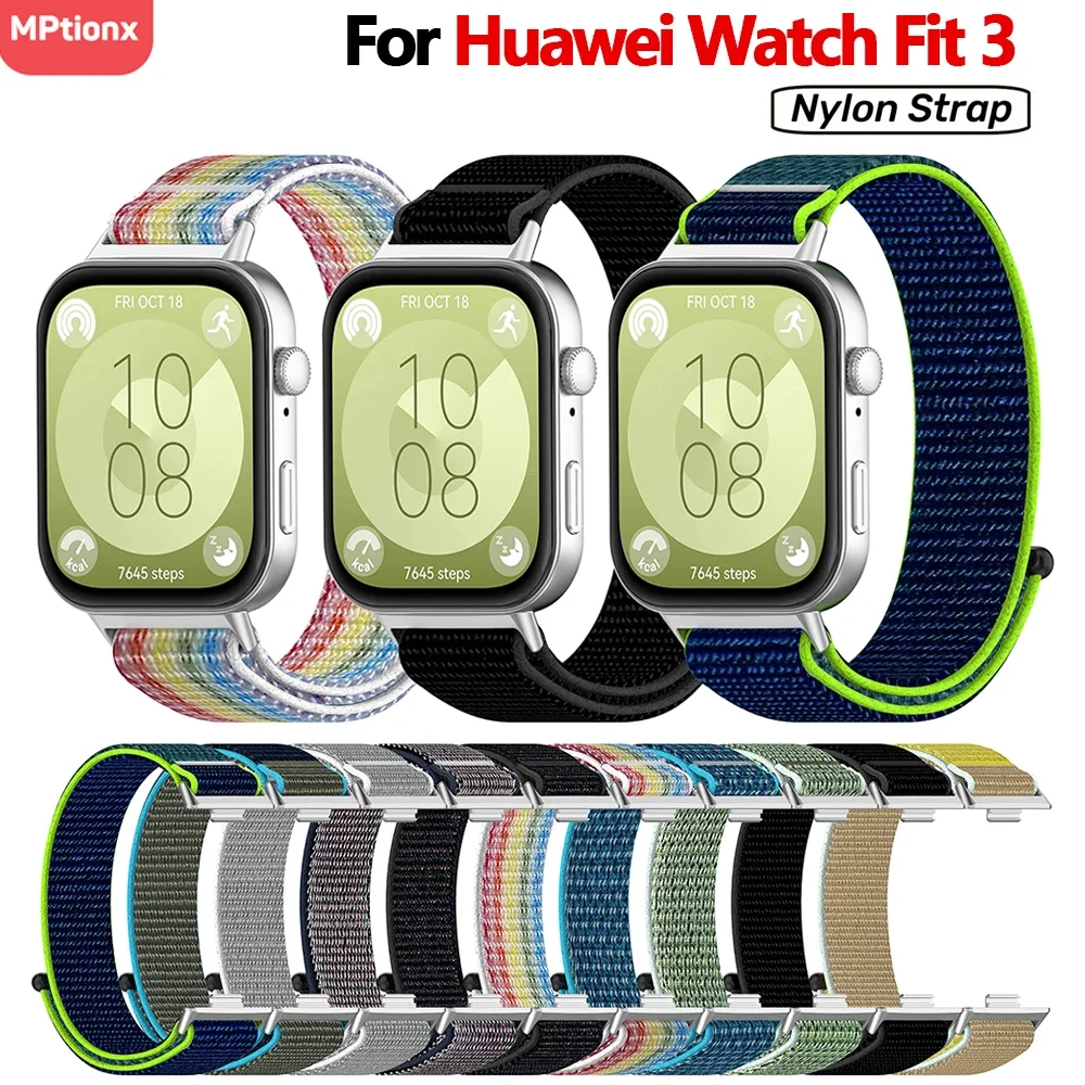 Bracelet à boucle en nylon réglable pour Huawei Watch Fit 3, bracelet de sport, bracelet de montre pour iWatch, accessoires de bande