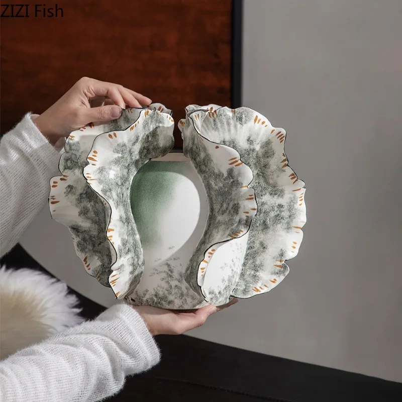 Art Ceramic Vase Desktop Ornament Flower Arrangement Artistic Flower Vessels Hydroponic Vases Decorative Vase Dried Flower Vases