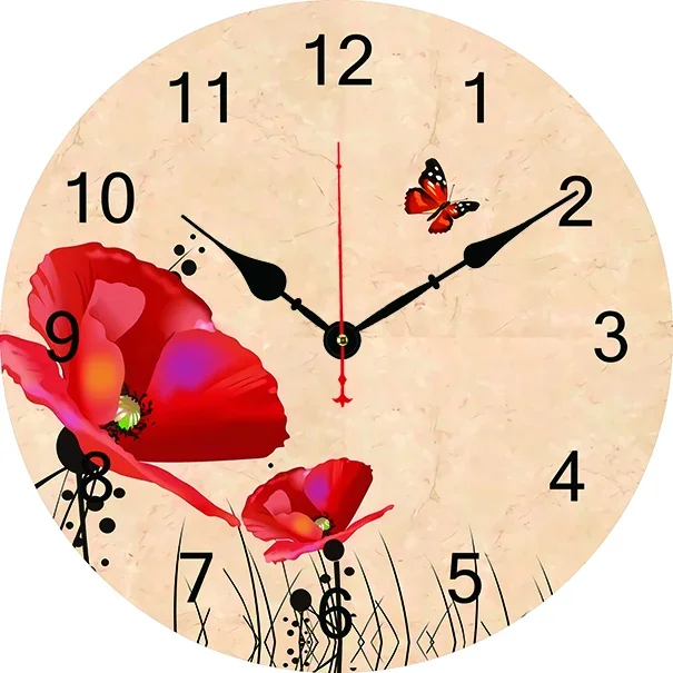 Poppy Butterfly Wall Clock Modern Design Living Room Bedroom Office Decoration Kitchen Clock Art Wall Watch Home Decor