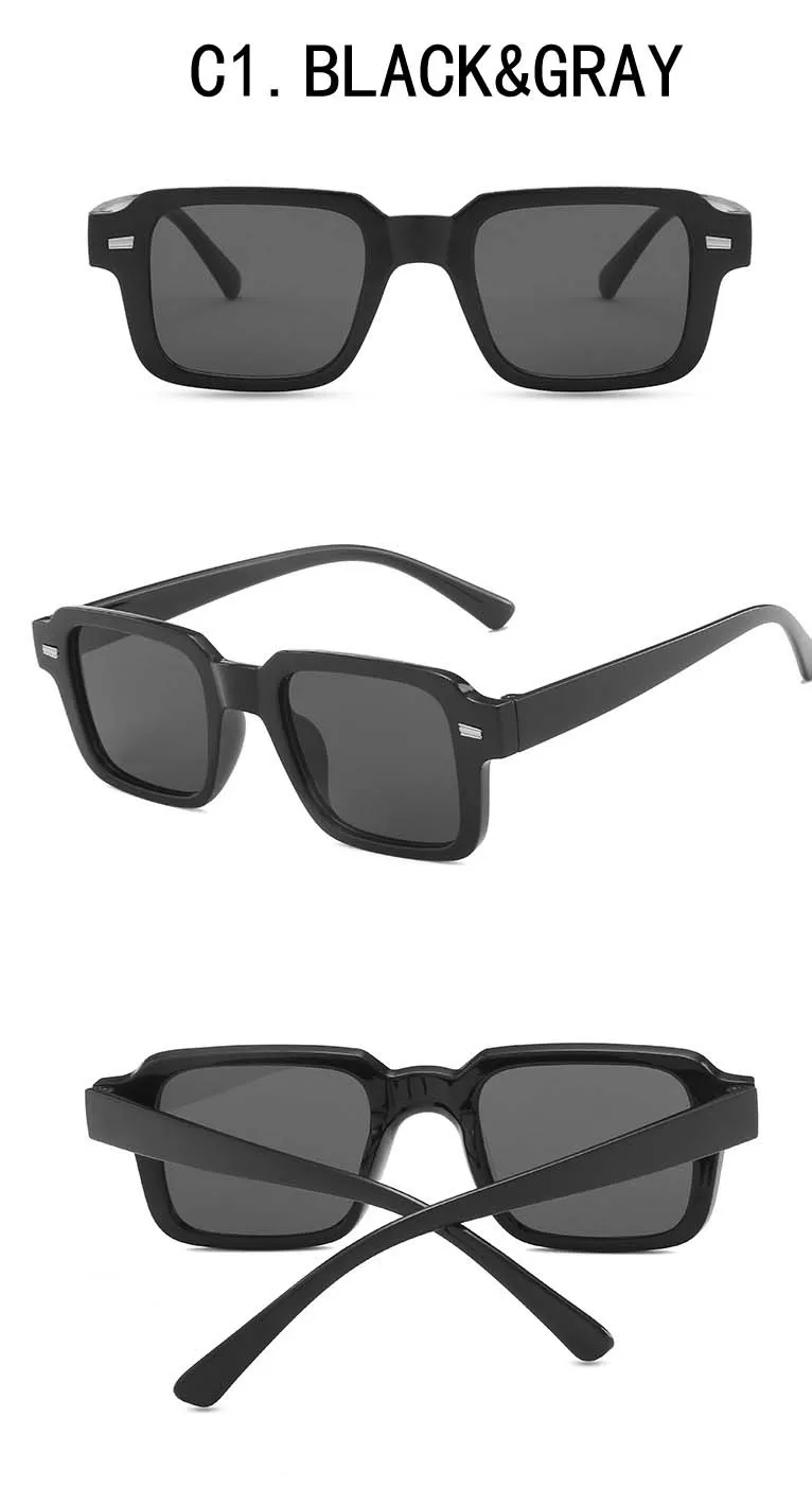 Retro Rice Staple Rechteckige Sonnenbrille mit kleinem Rahmen für Damen – Detail 12