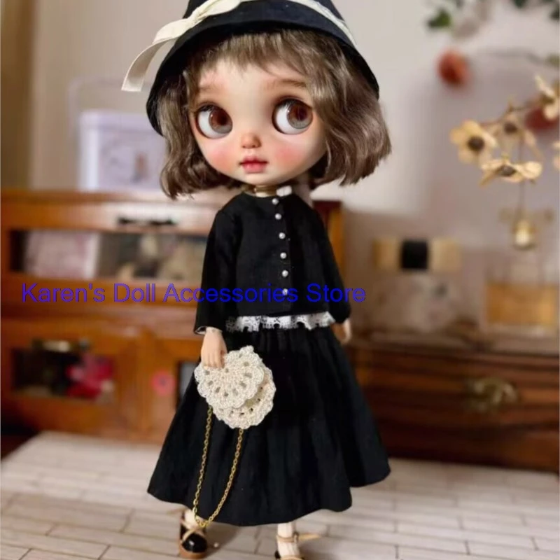 5pcs 2026 coat/top/black half-length skirt/ hat, white lace socks for landoudou/Blythe(Fit for Lulu,ymy24,Ob22,24,26,zone)