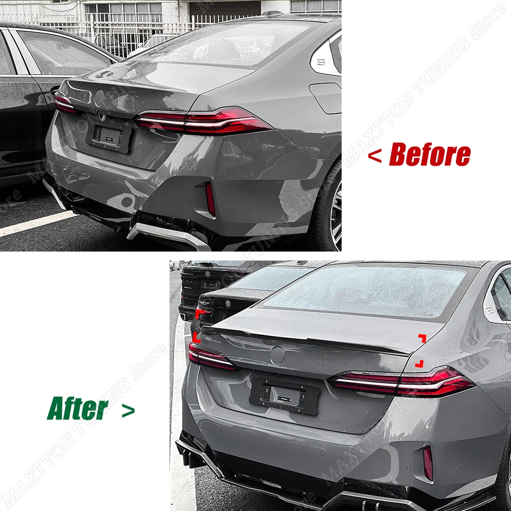 For BMW 5 Series G60 i5 M60 Sedan M-PACK 2024+ 525i 530i MP Style Car Tail Wing Spoiler Lip Splitter Extension Kit Gloss Black