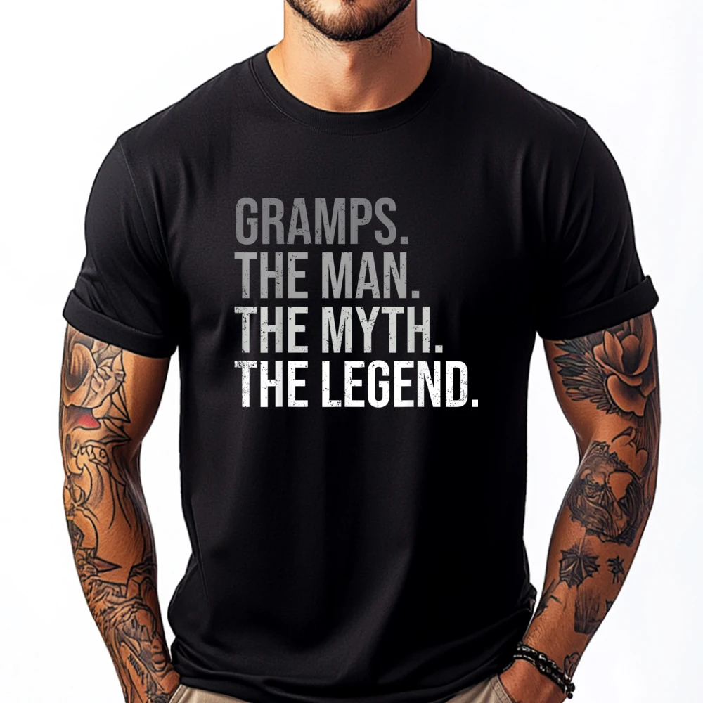 

Gramps The Man The Myth The Legend Grandfather Grandpa Cotton Graphic Tees Harajuku Comfortable T-Shirt Vintage Style