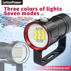 Professional Underwater 27 LED Photography Light Highlight Lamp 20000Lumens Diving Flashlight 100M Waterproof Video Camera torch