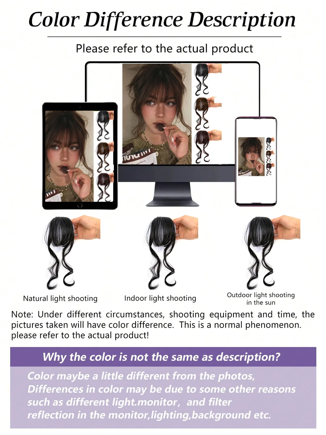 Natural Forehead Hairline Clip on Bangs Curl Air Bangs Synthetic Hairpiece Clip on Front Neat Bangs
