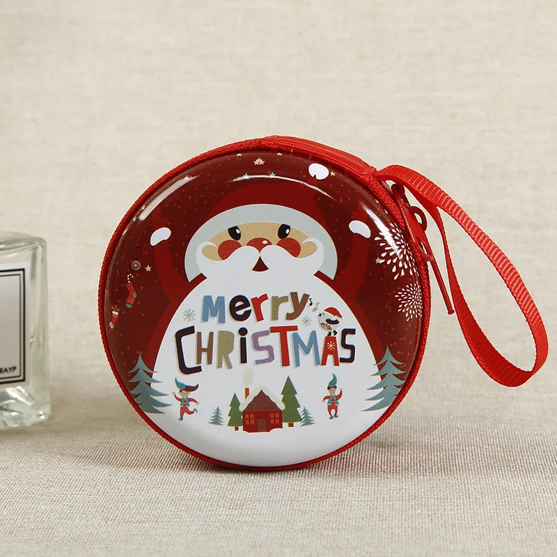 Christmas Coin Purses Round Square Santa Claus Snowman 2024 New Year Gifts Home Xmas Decorations Children Women And Men Cute Toy