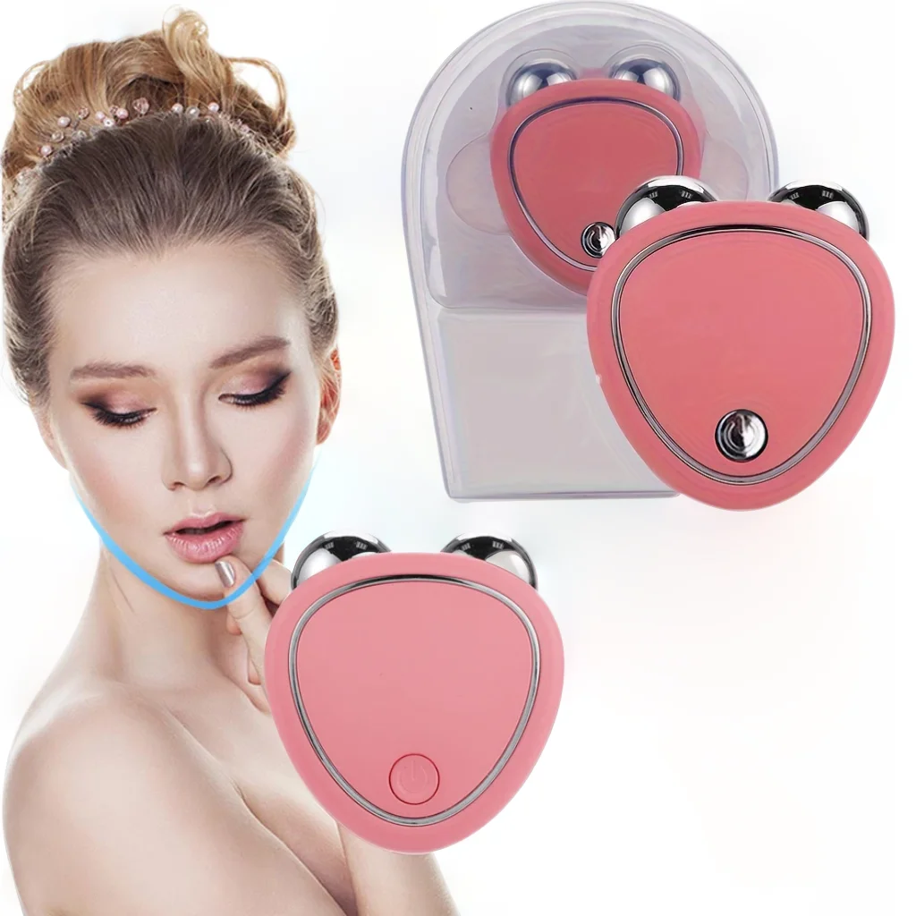 

Microcurrent EMS Massager Face Lifting V Line Anti-Wrinkle Double Chin Roller Skin Tightening Conductive Facial Care Shrink Pore