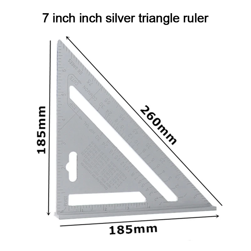 7/12 Cal linijka trójkątna kwadratowa kątomierz ze stopu aluminium metryczna prędkość kwadratowa linijka miernicza migawki do budowania ram