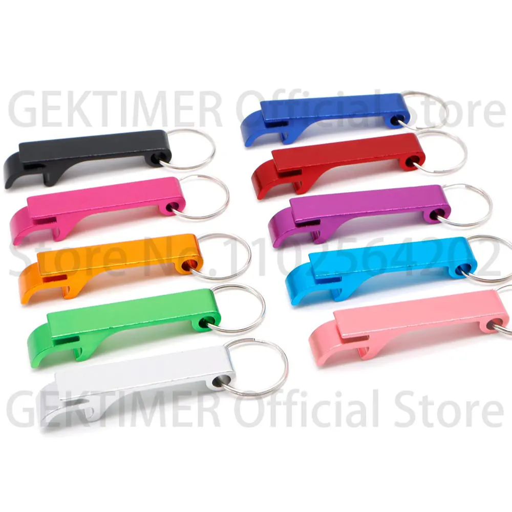 Wholesale 100Pcs  Bottle Opener Keychain Aluminum Beer Bottle Openers DIY LOGO Keyring Tool Gift Custom Accessories For Gift