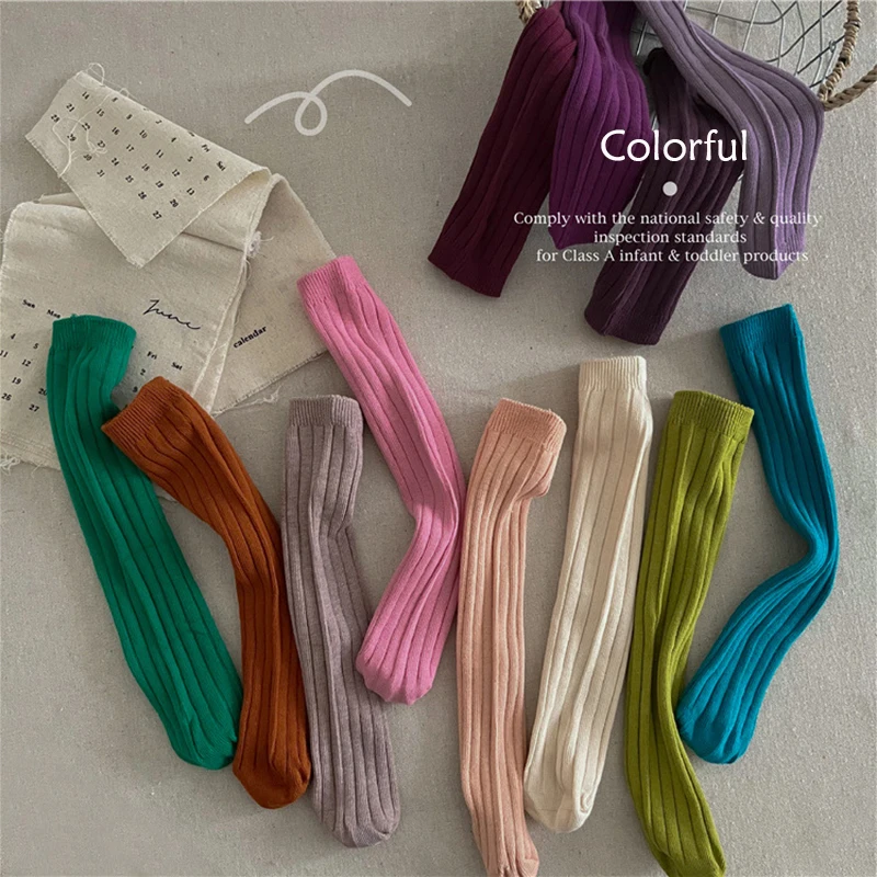 New Spanish Children's Socks Boys Girls Knee High Ribbed Infant Baby Stockings Cotton 39 Colors Kids School Sock For 1-8Year