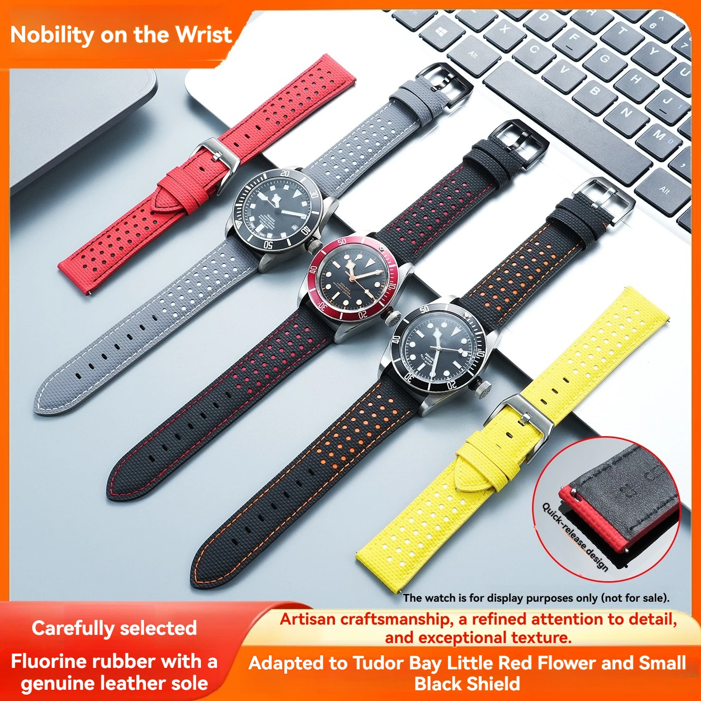 Suitable for Tudor Black Bay Little Safflower M79030 M79250/220 perforated nylon pattern fluorine rubber replacement watchband