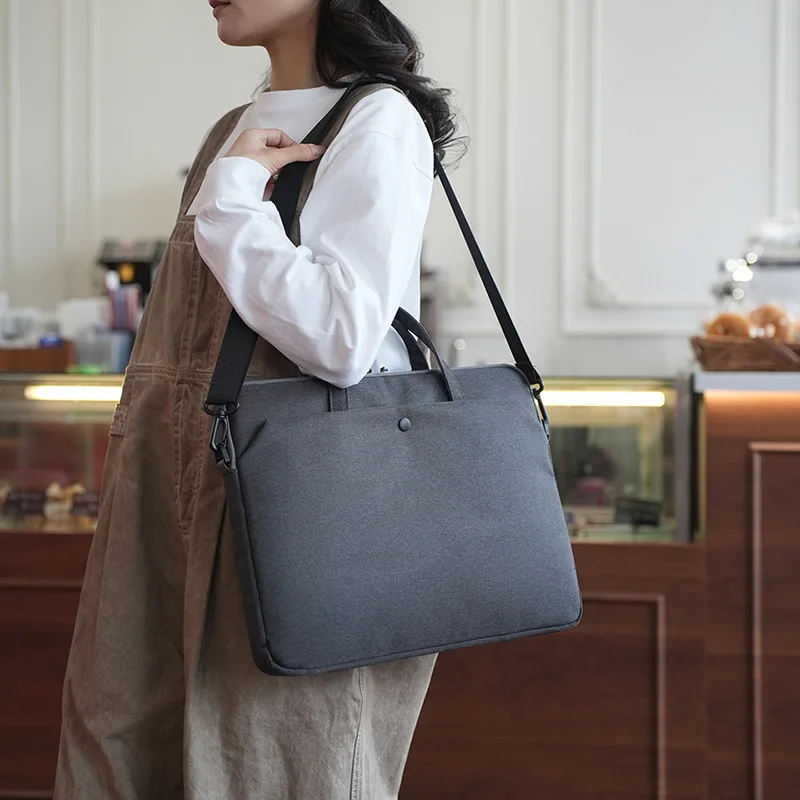Oxford waterproof briefcase 15.6-inch computer storage single-shoulder ultra-thin large-capacity meeting document bag