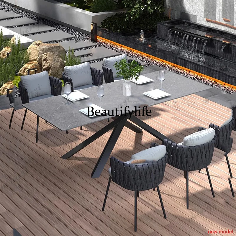 Slate Outdoor Garden Furniture Sets Leisure Outdoor Garden Villa Garden Furniture Sets Courtyard Hotel Muebles Home FurnitureAB0