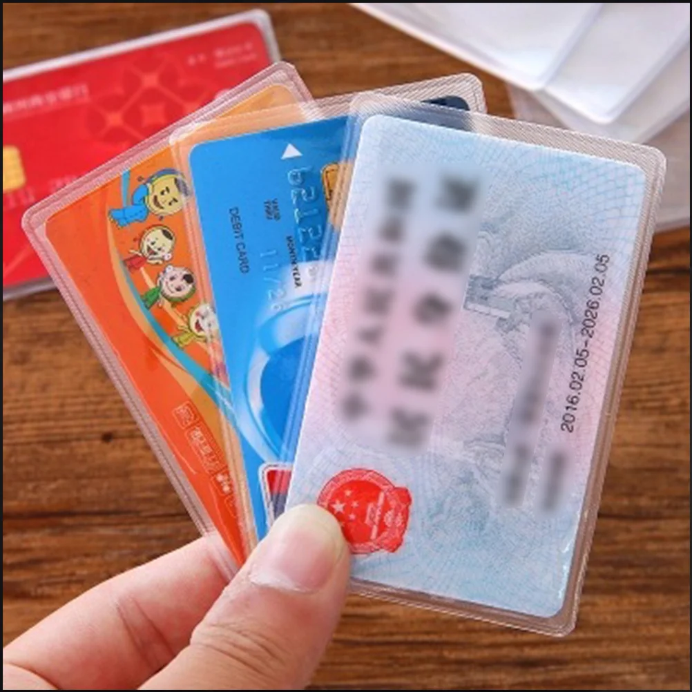 

12Pcs PVC Card Holder for Bus Bank Identity Cards Transparent Cover Keep Cards Organized Scratch Resistant Lightweight