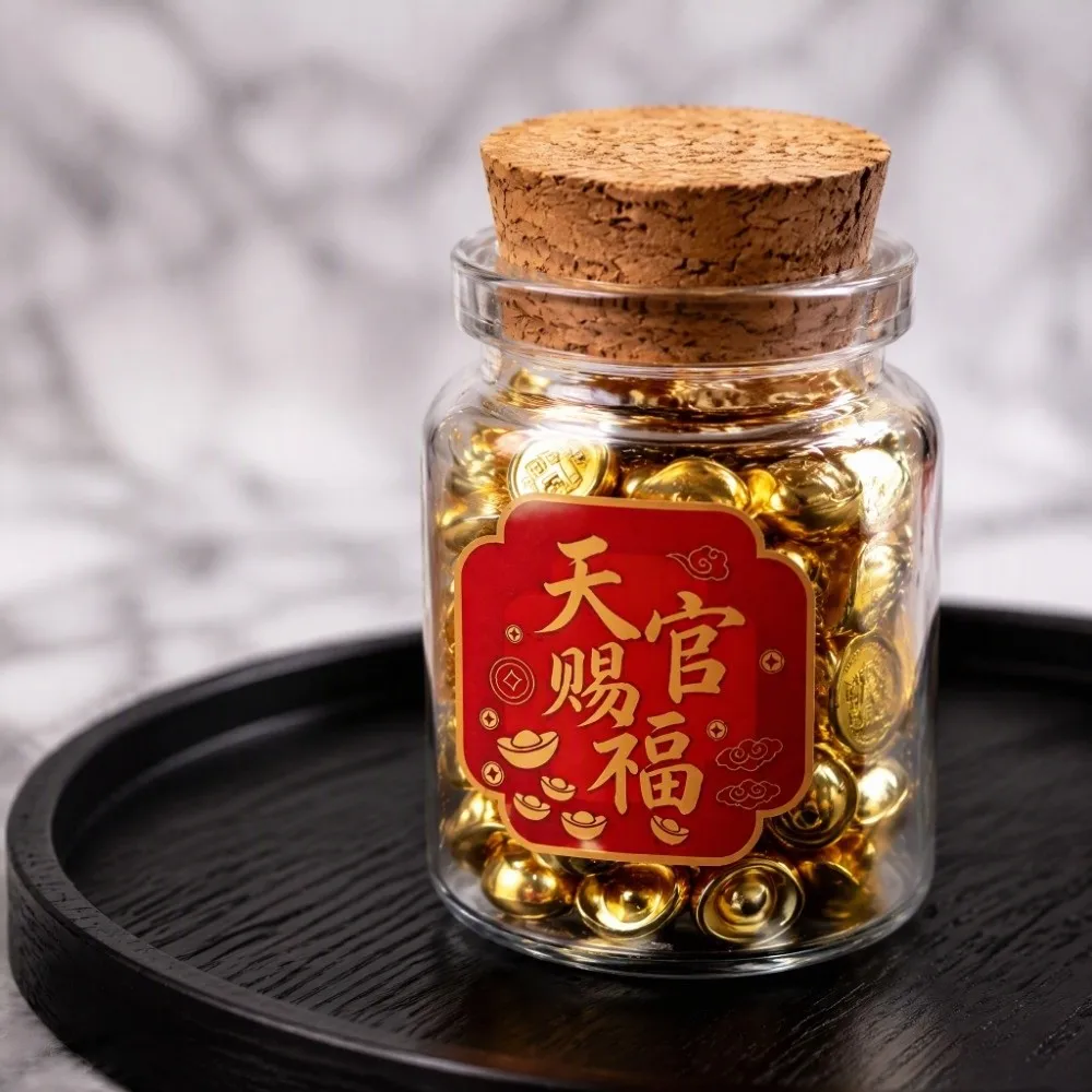 Golden Beans Wishing Bottle Transparent Glass Refined Look Mini Glass Bottle Shiny Golden Beans Delicate Glass Drift Bottle