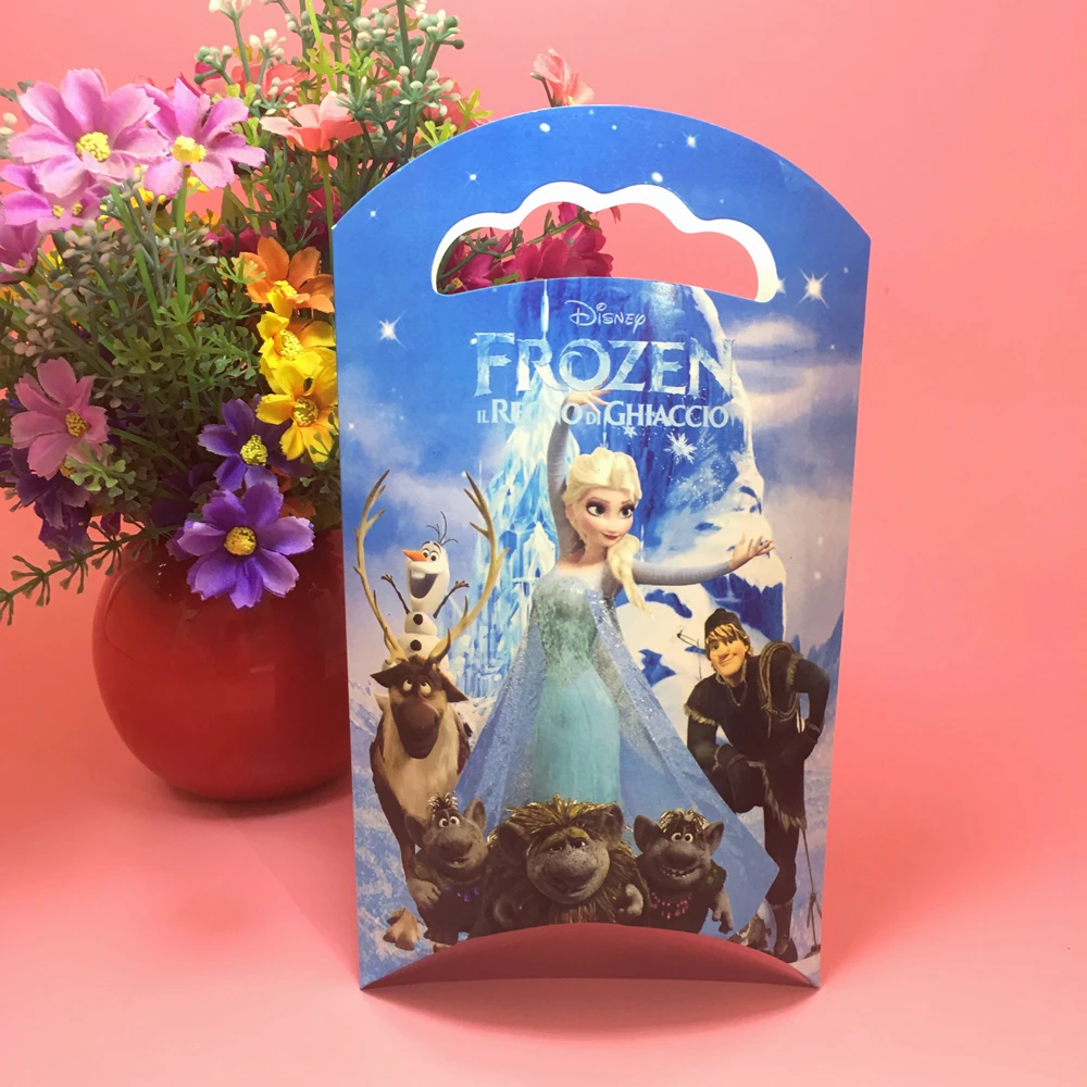 10pcs Disney Frozen Birthday Party Candy Box Baby Shower Candy Favor Box Kids Handheld Big Paper Gift Box Cartoon Movie Theme