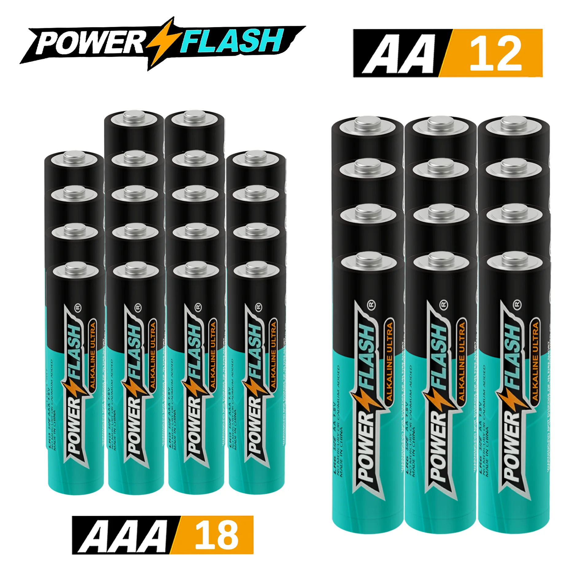 

Powerflash Aaa18 Aa12Pack Аккумуляторы Power, герметичный дизайн, гарантия свежести 17 лет, щелочные батареи премиум-класса