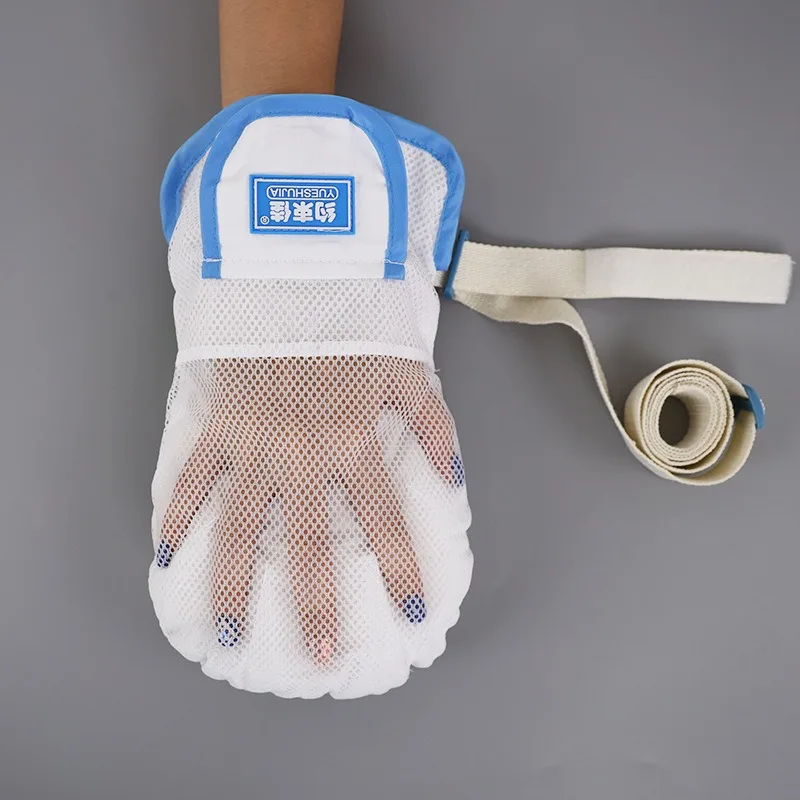 

Дышащие фиксирующие перчатки с обхватом запястья и ремнем для удержания, предотвращающие вырывание трубок, для лежачих пациентов