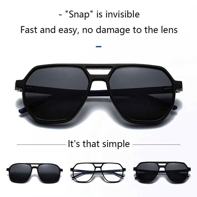 6 In 1 Spectacle Irregular Frame With 5 PCS Clip On Polarized Sunglasses Magnetic Glasses Computer Optical