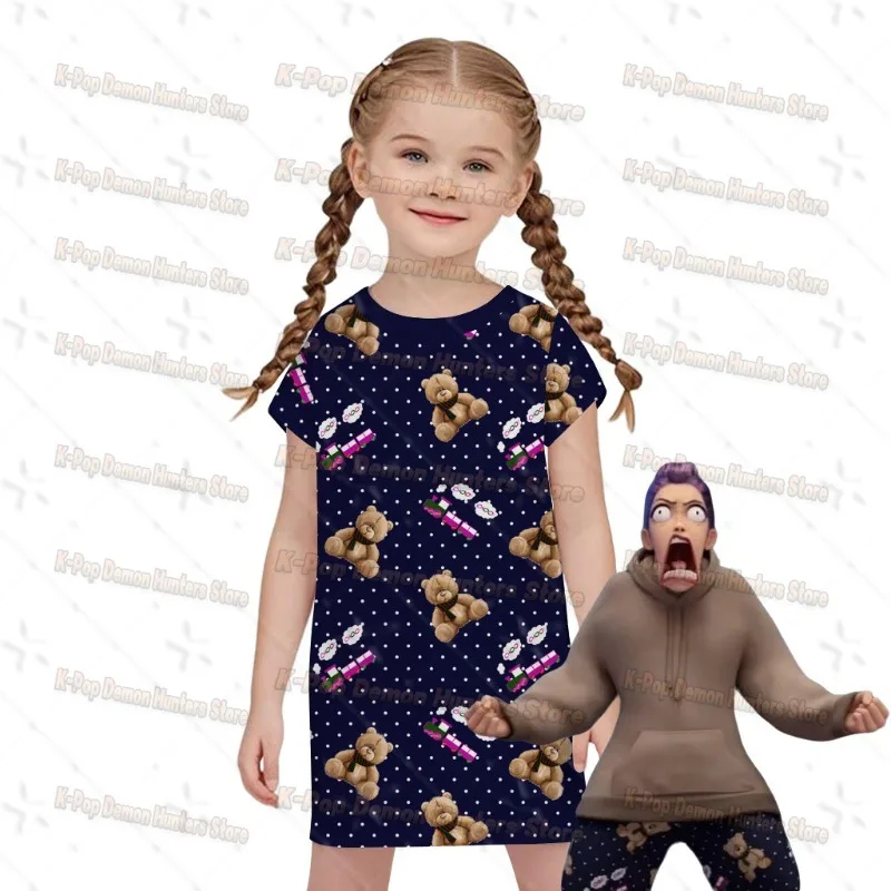 أطفال KPop Zoey ميرا شيطان هنتر تأثيري الأرجواني منامة فستان أرجواني زي النساء الفتيات 2025 فيلم لعب الأدوار حفلة الهالوين