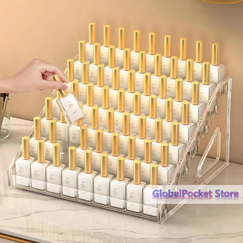 Clear Acrylic Nail Polish Display Stand Multi-layer Plastic Storage Rack UV Gel Shelf Quick Install Cosmetic Manicure Storage