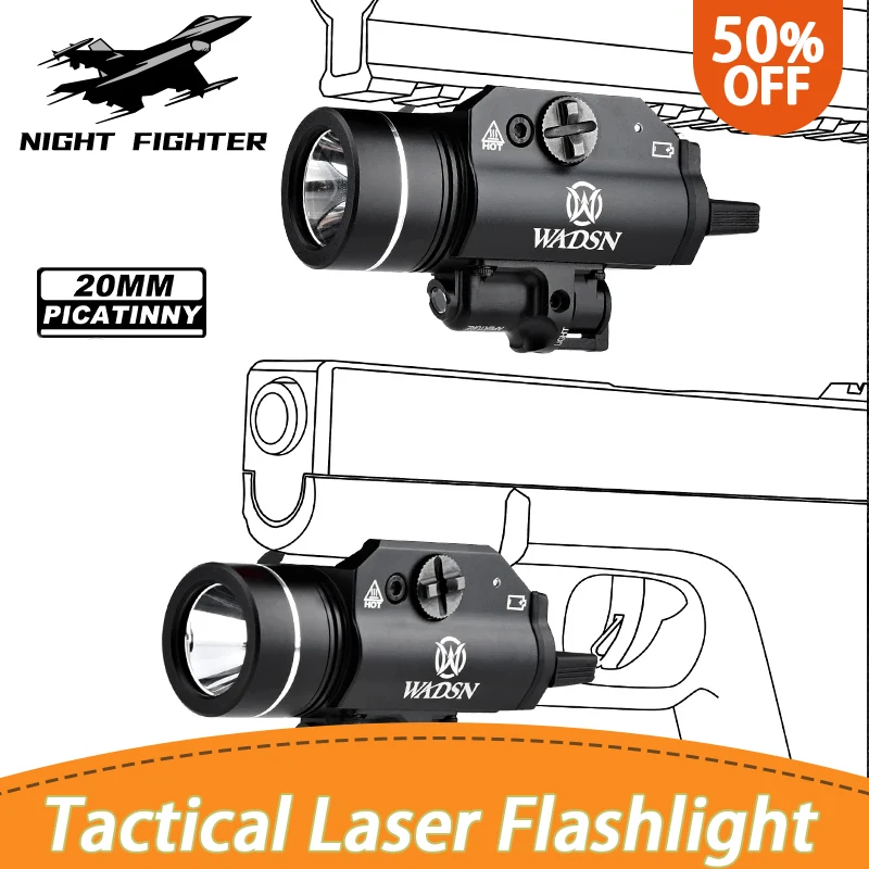 Tactical wadsn Surefir XC2 Weapon Scout Flashlight Red Green Laser Sight For Pistol Torch Airsoft Glock G17 18C 19 Fit 20mm Rail