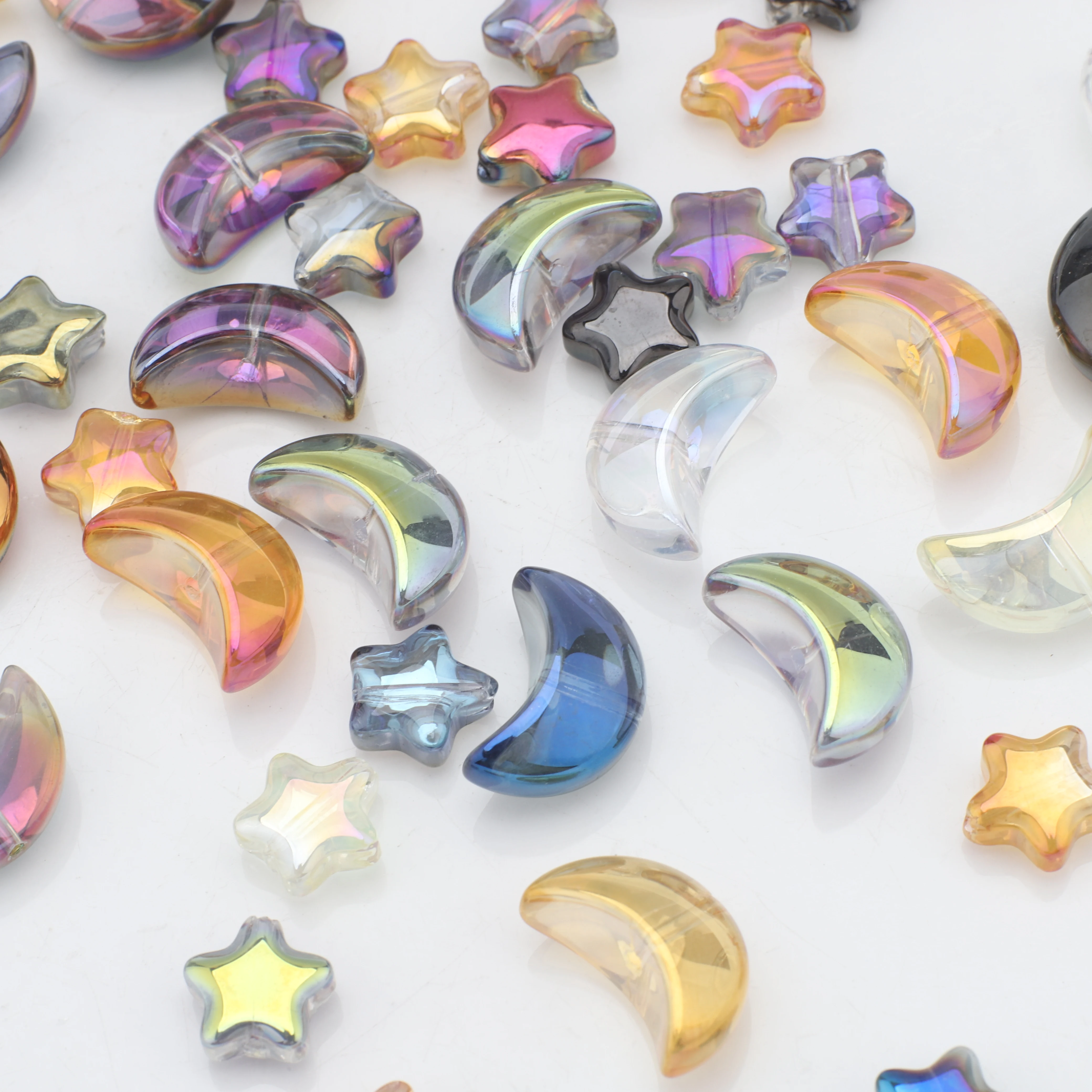 30Pcs Crystal Glass Charms 9x14mm Crescent Moon Pendants Loose Beads for DIY Jewelry Making Earings Necklaces Bracelets Crafts