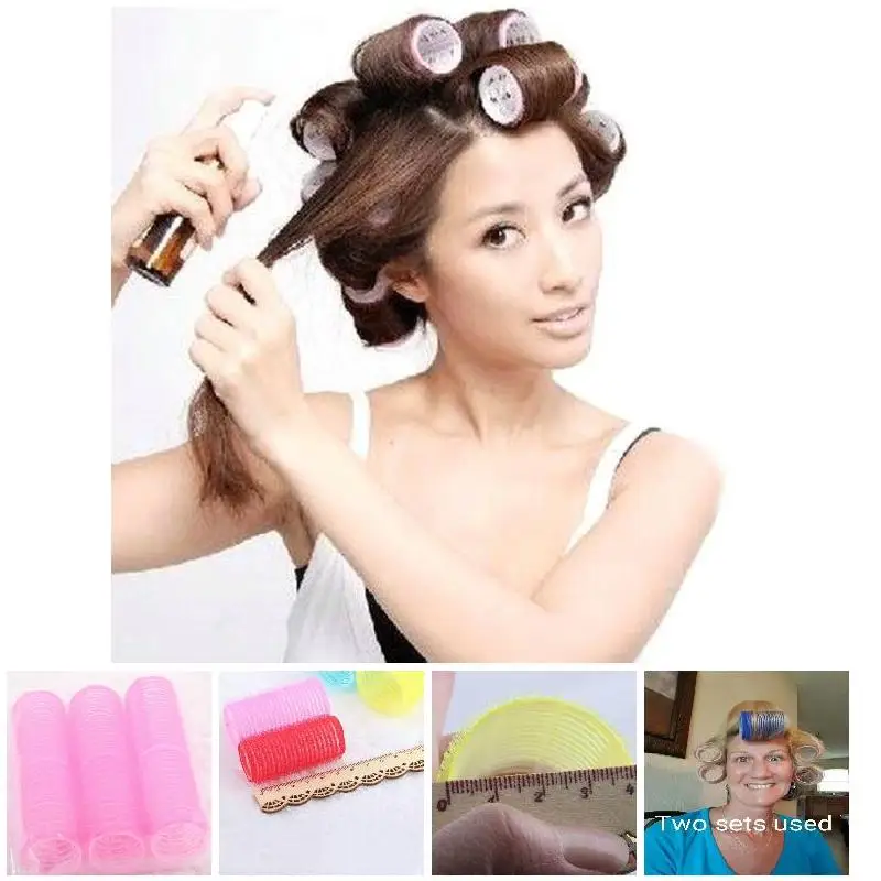 Juego de rizadores de pelo de 3-4cm, 6 uds., rollo de pelo autoadhesivo sin calor para hombres y mujeres, accesorio profesional para peluquería, rodillo para el cabello