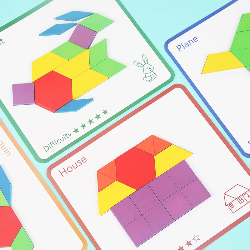 Colorful Shapes Creative Puzzle Toy Large Cards Assemble patterns with diverse geometric blocks Kids unleash their imagination f