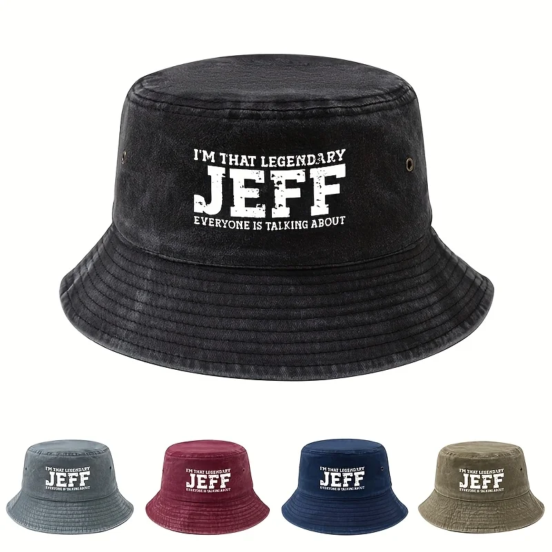 قبعة صياد السمك بنمط طباعة JEFF الأسطوري من I'm Than، قبعة صيد كلاسيكية كلاسيكية للجنسين، للسفر والتخييم في الهواء الطلق