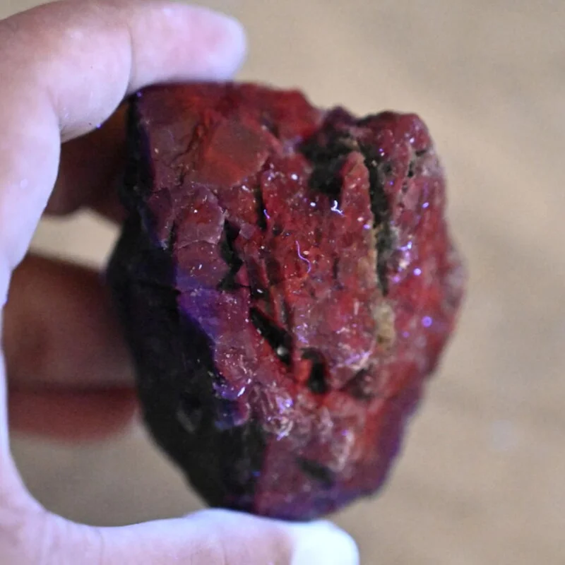 1pc Chic Black Rose Fluorite Crystal Cluster - Intense Red & Blue UV Reactive - Striped Pattern Gemstone for Jewelry Making