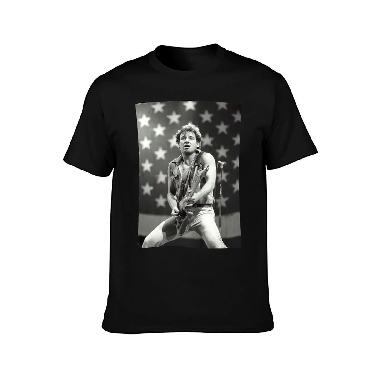 First Concert Springsteens Poster T-Shirt, Summer Casual Cotton Tee, Oversized Streetwear Tops, Vintage Graphic Print