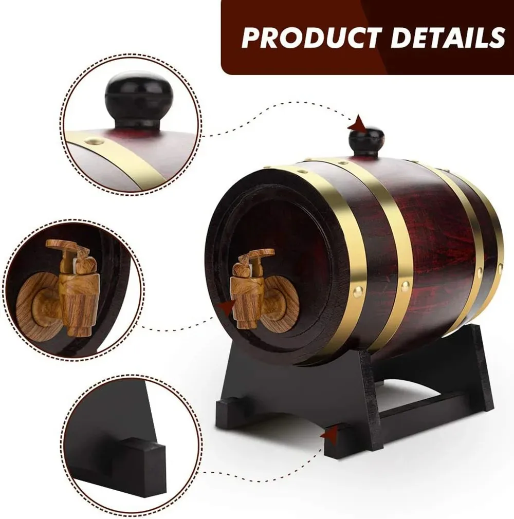 3L barile di legno Vintage rovere strumenti per la produzione di birra rubinetto Dispenser per Rum Pot Whisky Wine Bar Tools Home Whisky Barrel