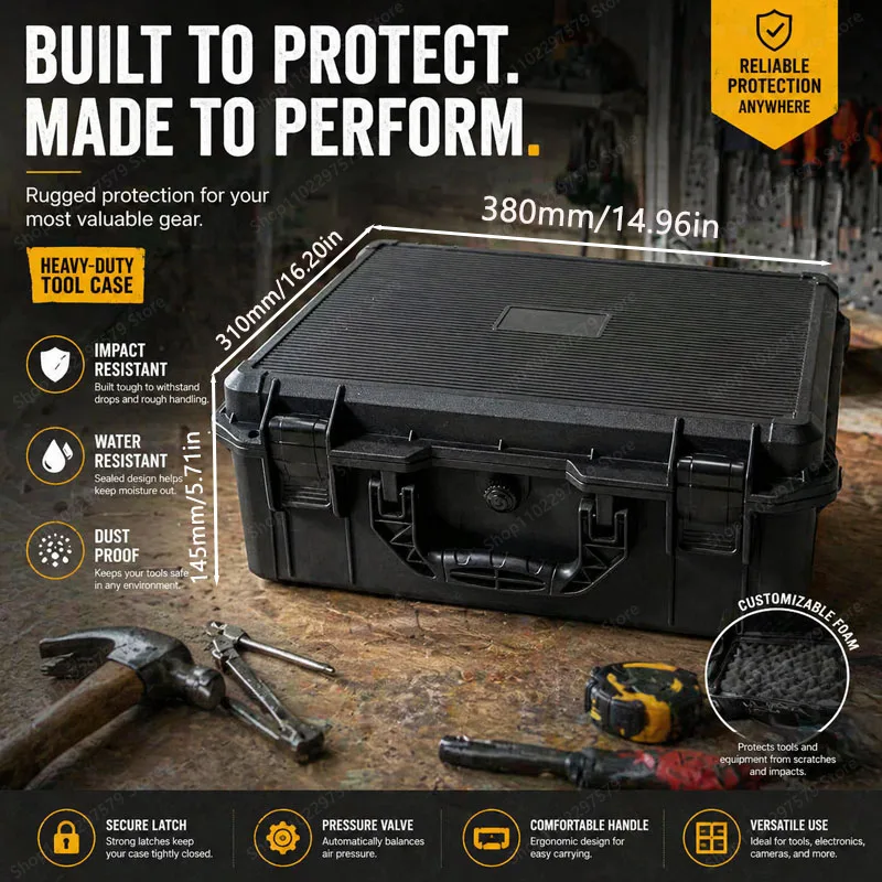 Portable, Shockproof And Waterproof, Sealed Secure Storage Tool Box With Pre-Cut Foam Tool Box, Perfect For Home, Tool Storage