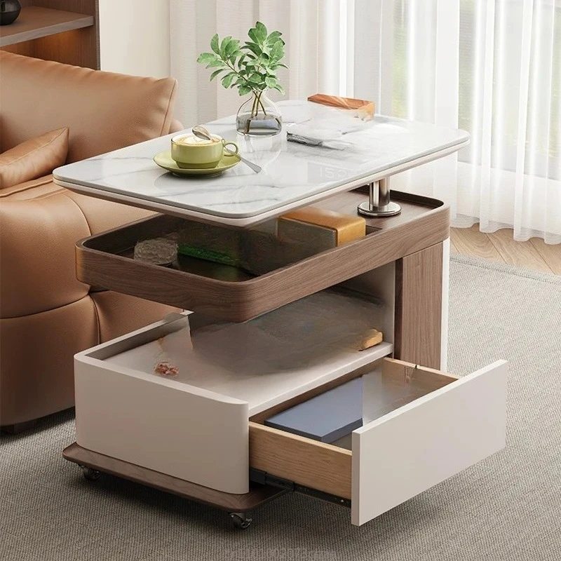 Living room balcony movable rotating cart small corner table tea cart tea cabinet sofa side cabinet can be lifted and lowered