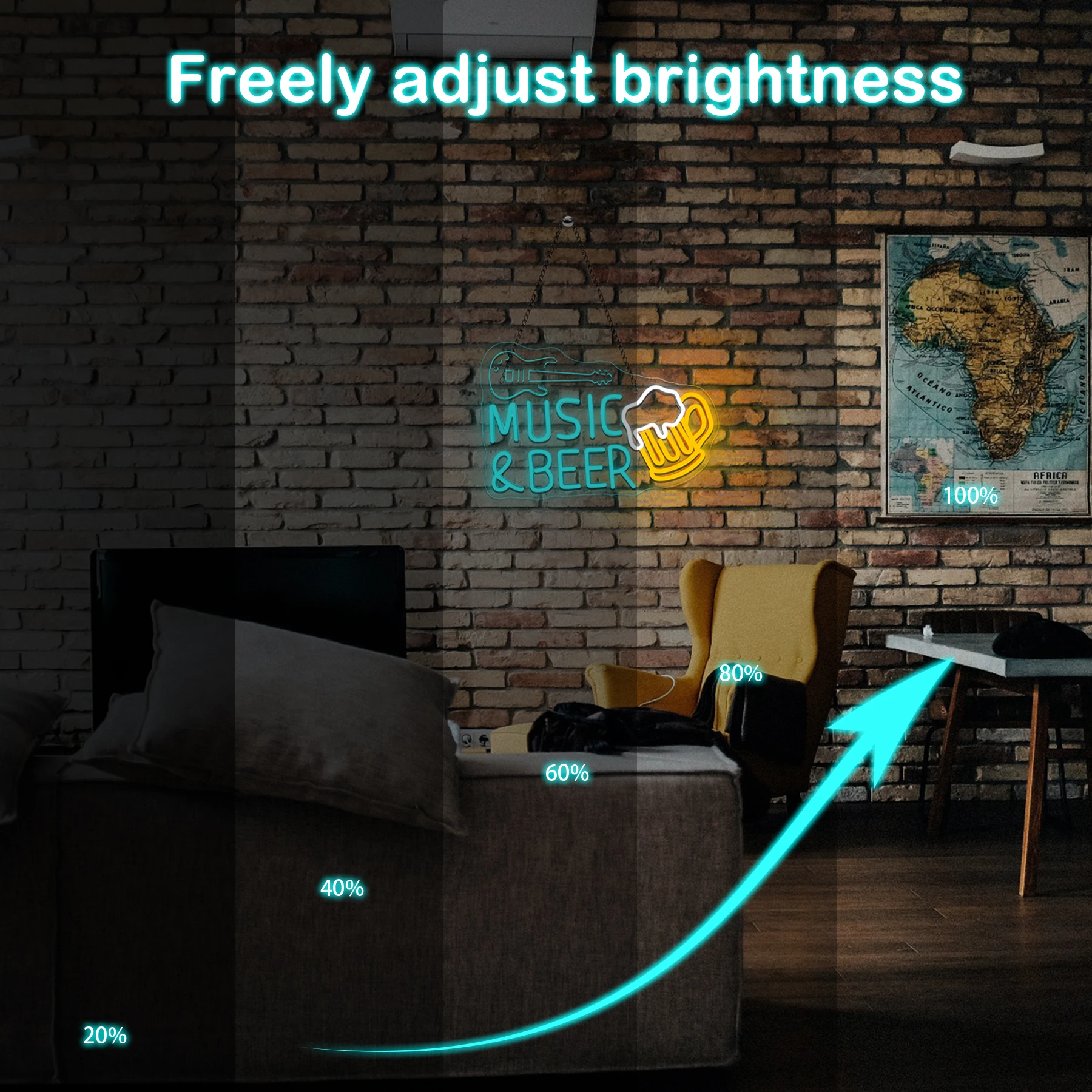 

Music Beer Neon Sign For Wall Decor 5V USB Dimmable Music Room Record Studio Nightclub Beer Bar Business Store Sign Birthday