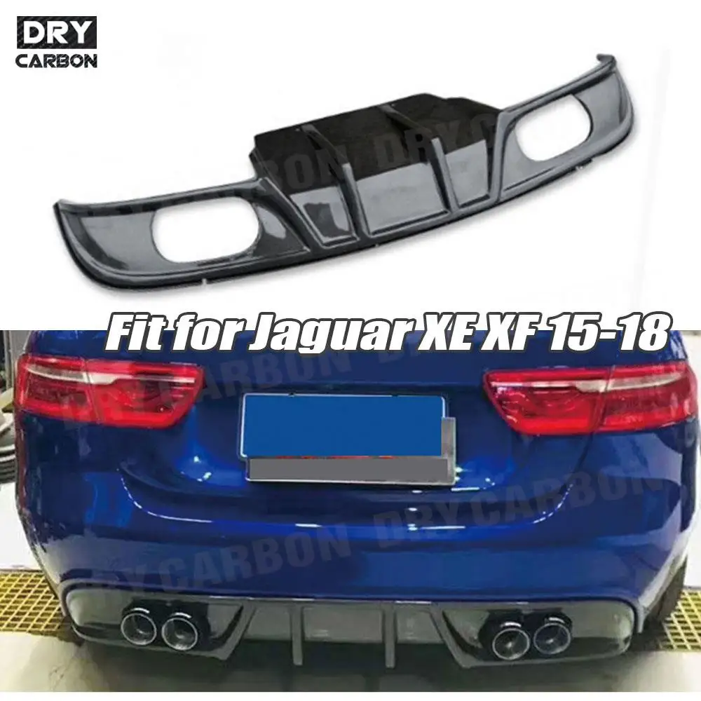 For XF Carbon Fiber Rear Bumper Lip Diffuser for Jaguar 2015 2016 2017 2018 FRP Car Bumper Guard Bodykits Accessories